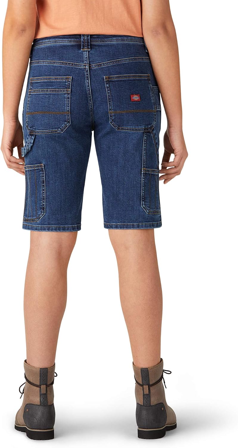 Dickies Women's Denim Carpenter Short, Dark Stonewash, 12, 12 Dark Stonewash