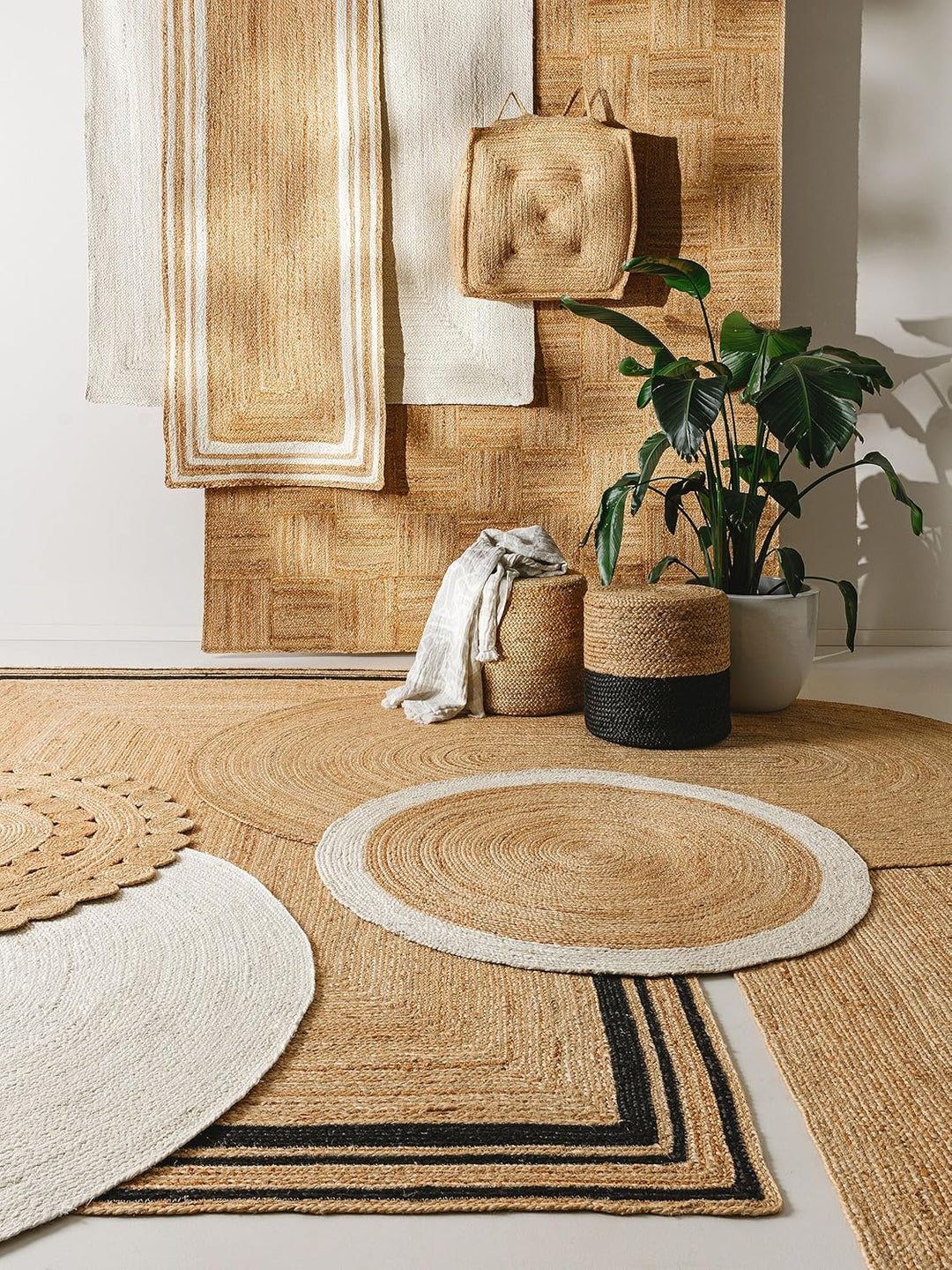 benuta Pure Juteteppich Jutta - 100% Jute handgewebt - Rund & im Style:  Uni, Natural Living - Pfleg