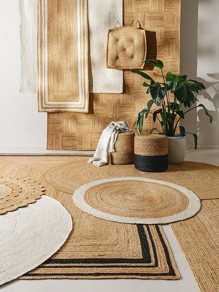 benuta Pure Juteteppich Jutta - 100% Jute handgewebt - Rund & im Style:  Uni, Natural Living - Pfleg