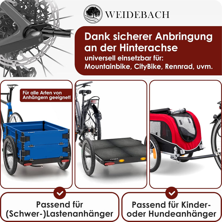 Stabile Fahrradanhänger Kupplung mit Sicherungsstift schwarz, hohe Fahrstabilität, Fahrrad Anhängerk
