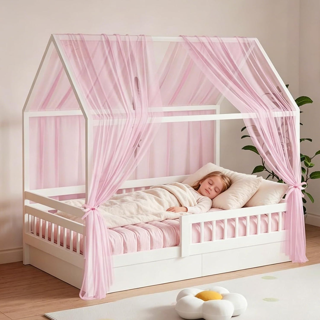 2 Stück Hausbett Himmel 350 x 150 cm Weich und Atmungsaktiv Baldachin Kinderzimmer Deko Betthimmel H