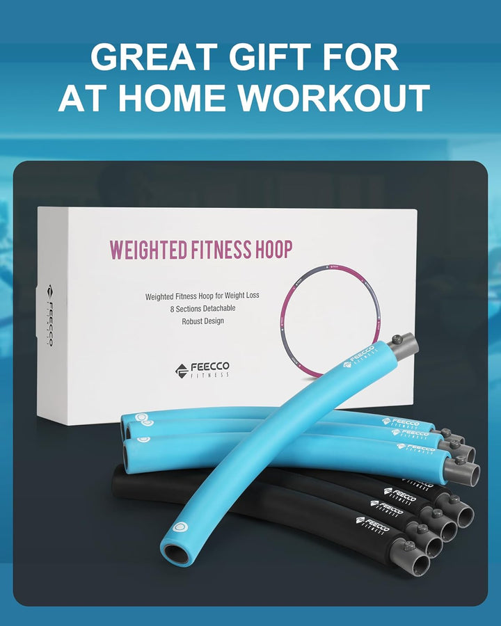 FEECCO Hula Hoop Reifen Erwachsene - hullahub Reifen zum Abnehmen Blau 1,9 kg, Blau 1,9 kg