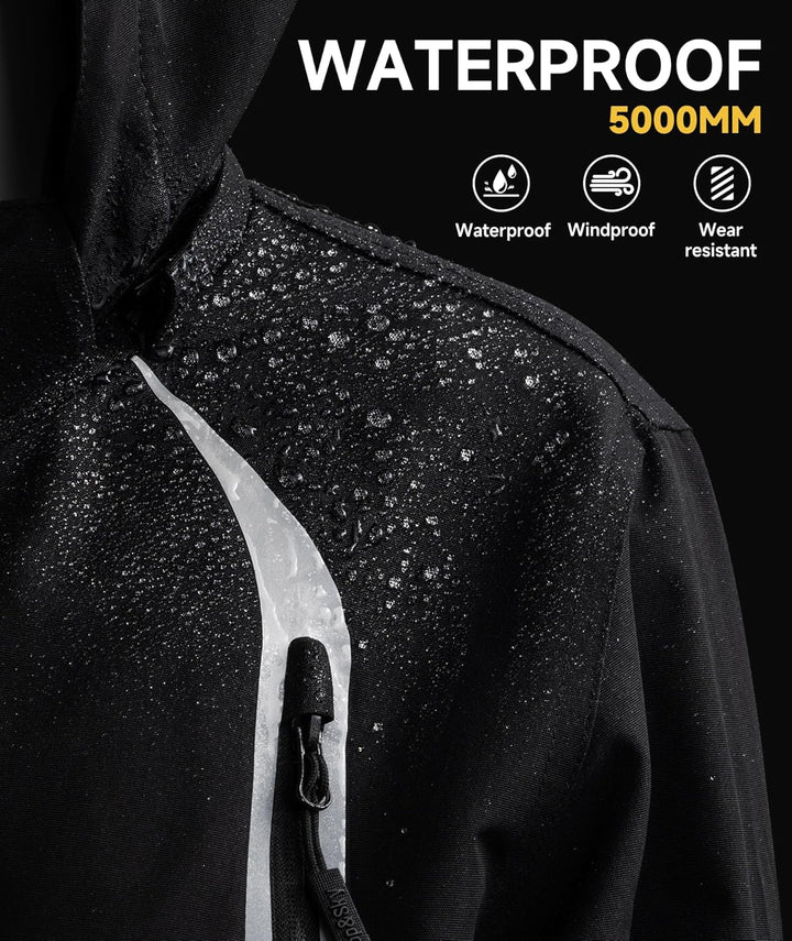 YoungSoul Kinder wasserdichte Regenjacke mit Abnehmbarer Kapuze 104-110 Schwarz, 104-110 Schwarz