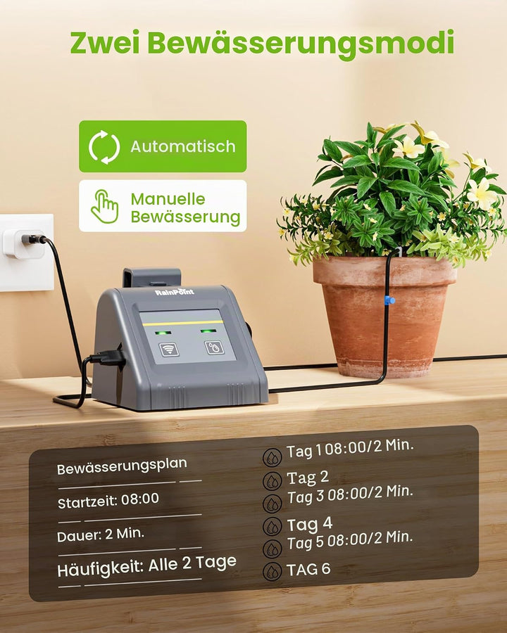 RAINPOINT WiFi Automatisches Bewässerungssystem, Automatisches Tropfbewässerungsgerät mit Pumpe, APP