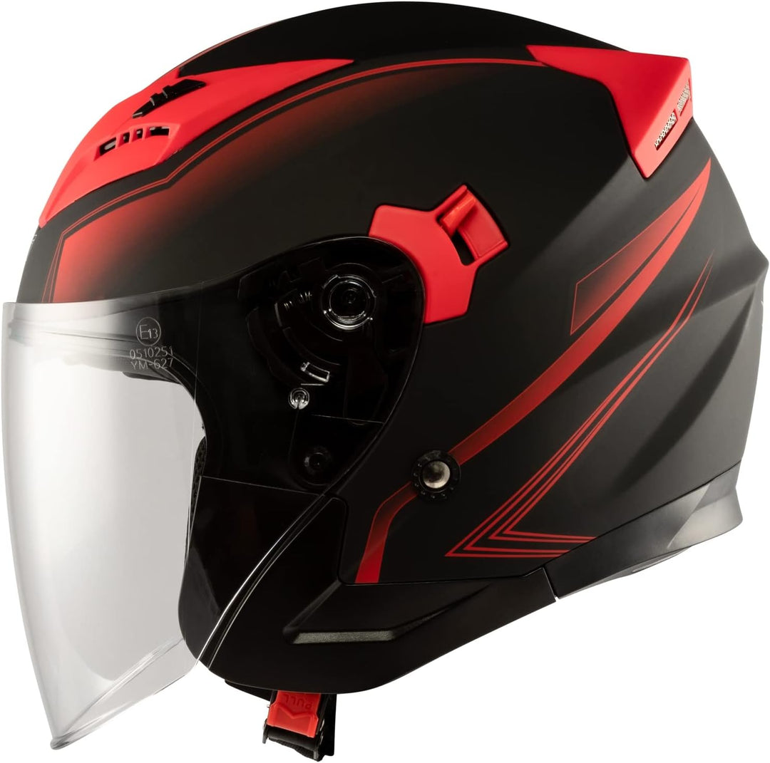Motorradhelm Doppeltvisier City Jet Zertifikat ECE 22-05 Scooter 59-60 cm ( L) Matt Rot, 59-60 cm (