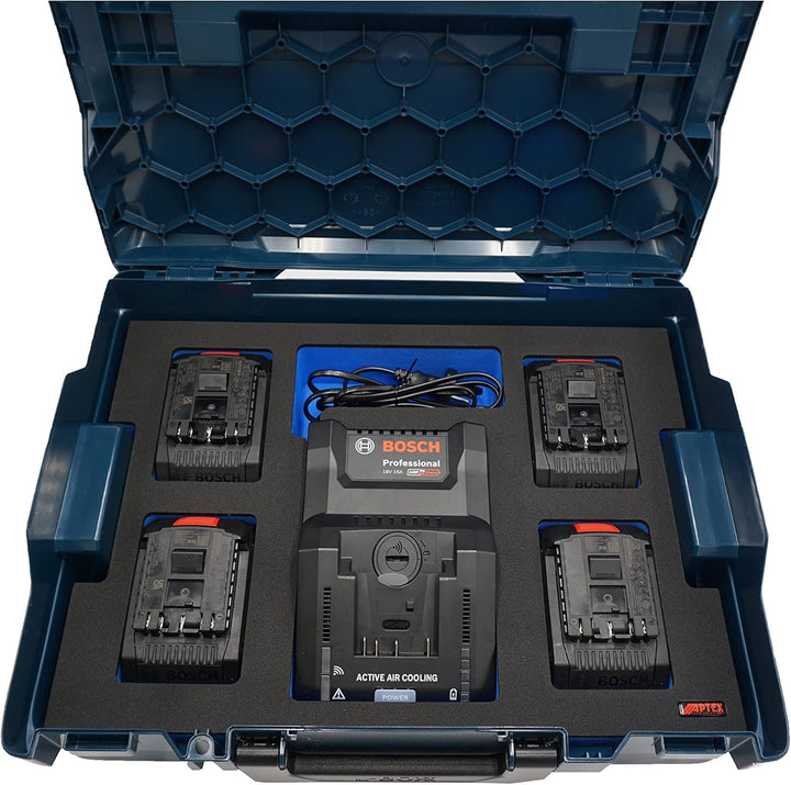 APTEX Schaumeinlage passend für Bosch Ladegerät GAL 18V-160C + 4x Akkus 18V ProCore 4.0Ah für Bosch