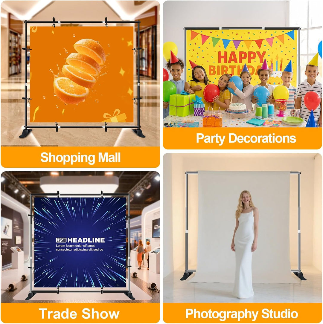 EMART Banner Ständer 3 x 3 m, Verstellbarer Hintergrund Ständer, Foto Hintergrundständer für Studio,