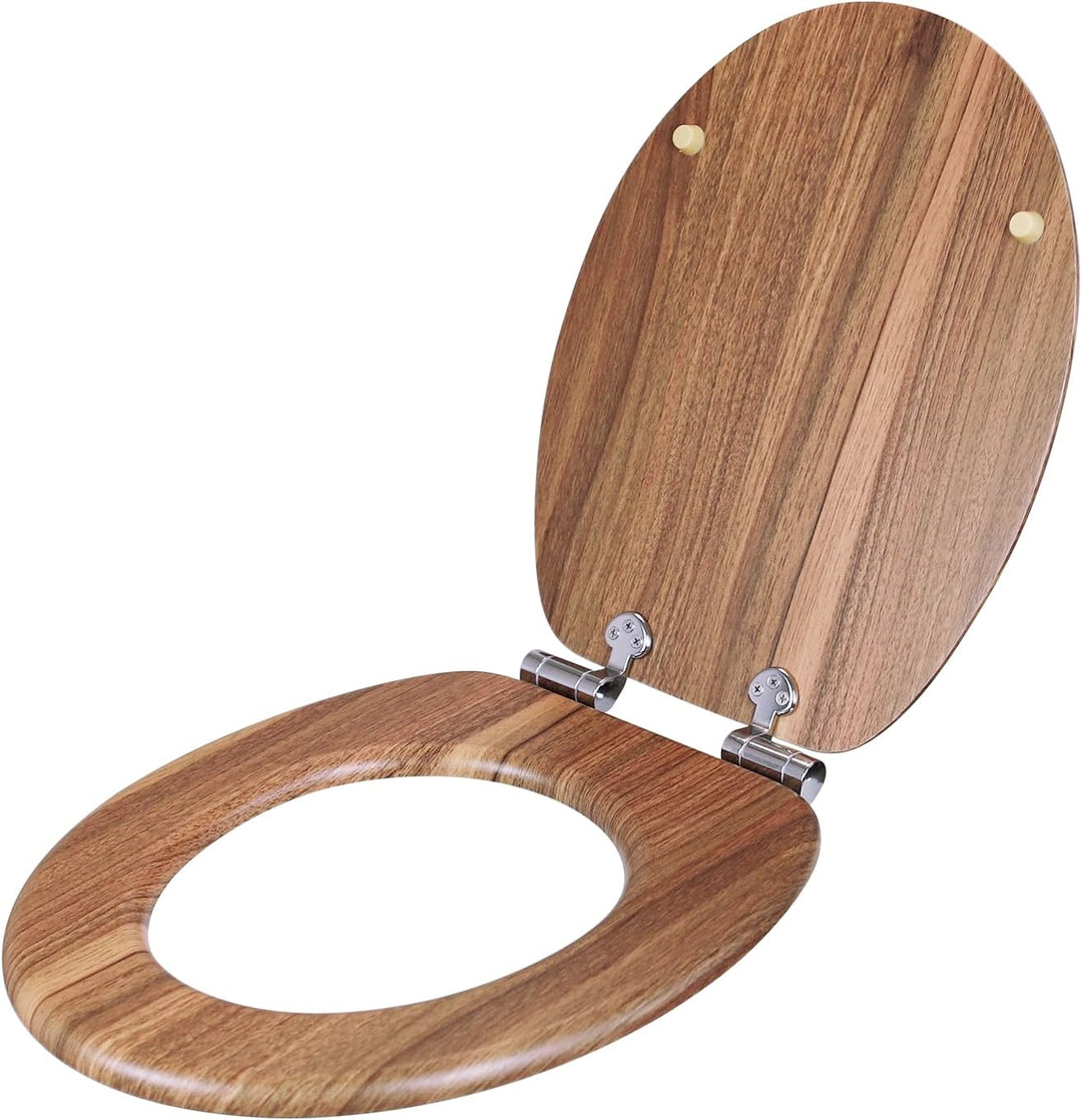 WC Sitz mit Absenkautomatik, Toilettendeckel aus MDF Holz, Stabil Klodeckel mit Soft Close, Toilette
