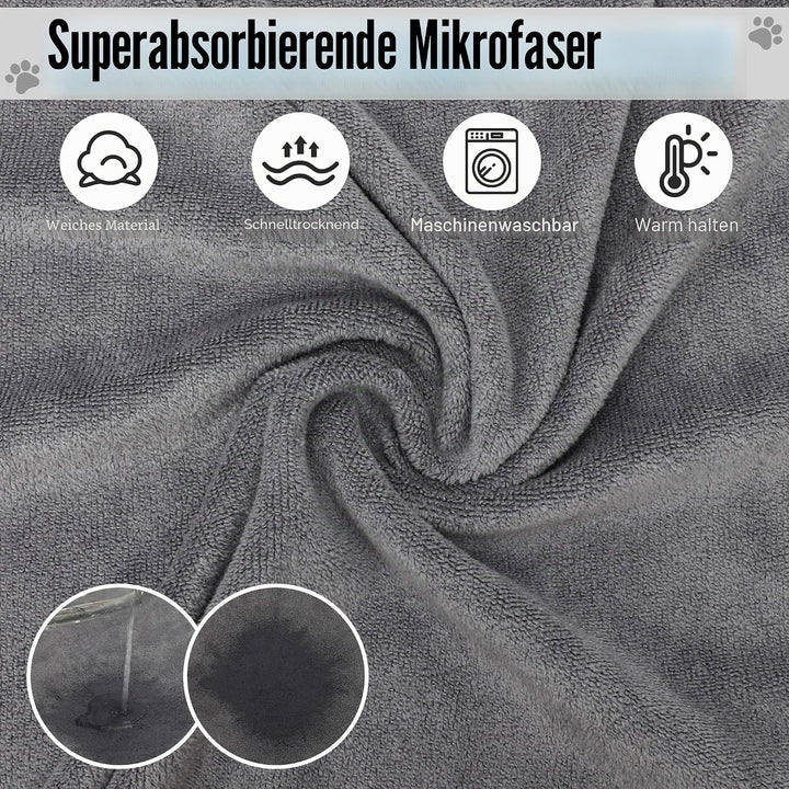 Hundebademantel Ultra Saugfähig Mikrofaser Hunde Trockenmantel für Schnelles Trocknen, Weiches Doppe