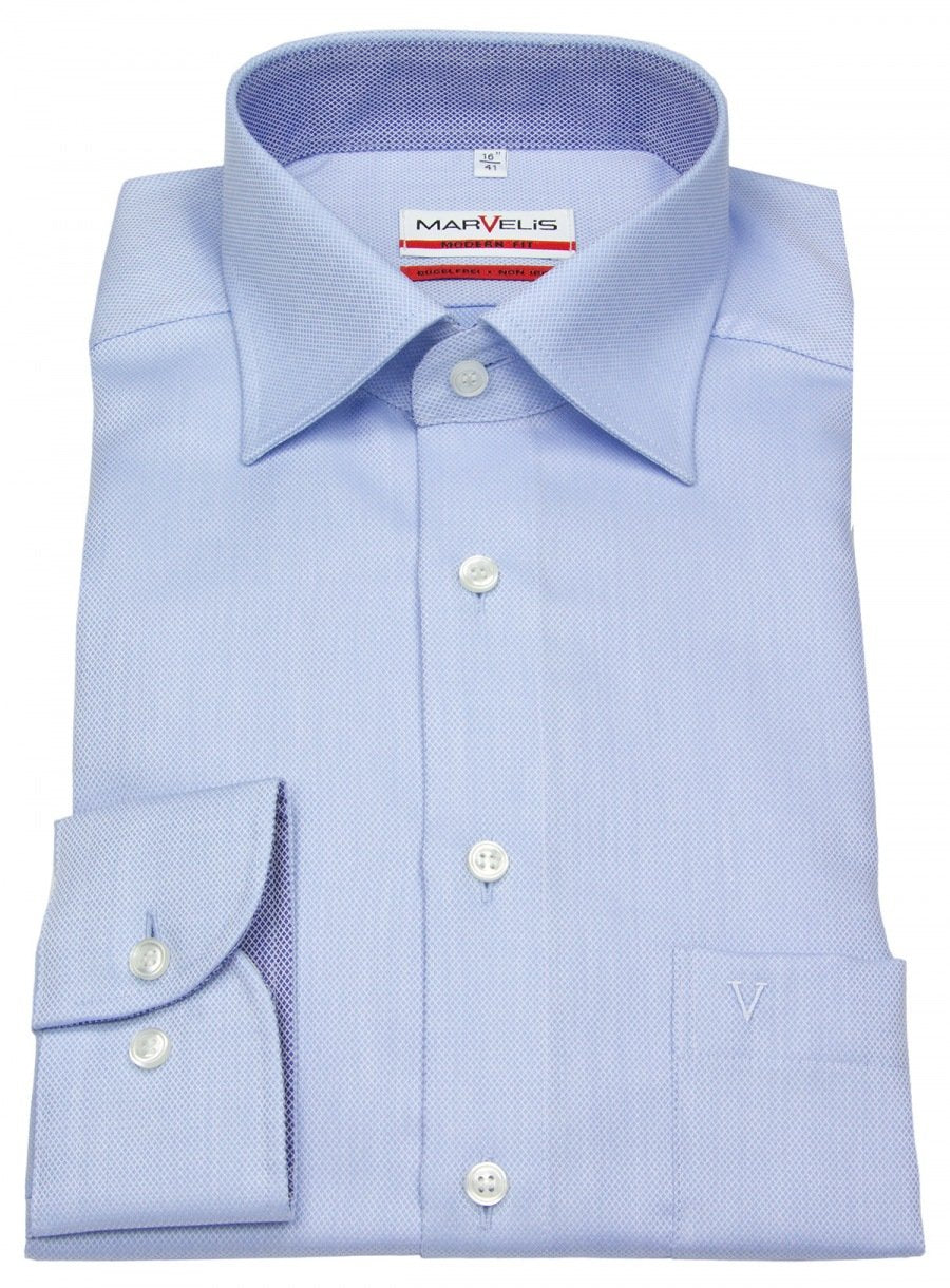 Marvelis Modern Fit Hemd weiss strukturiert 39 Bleu 11, 40