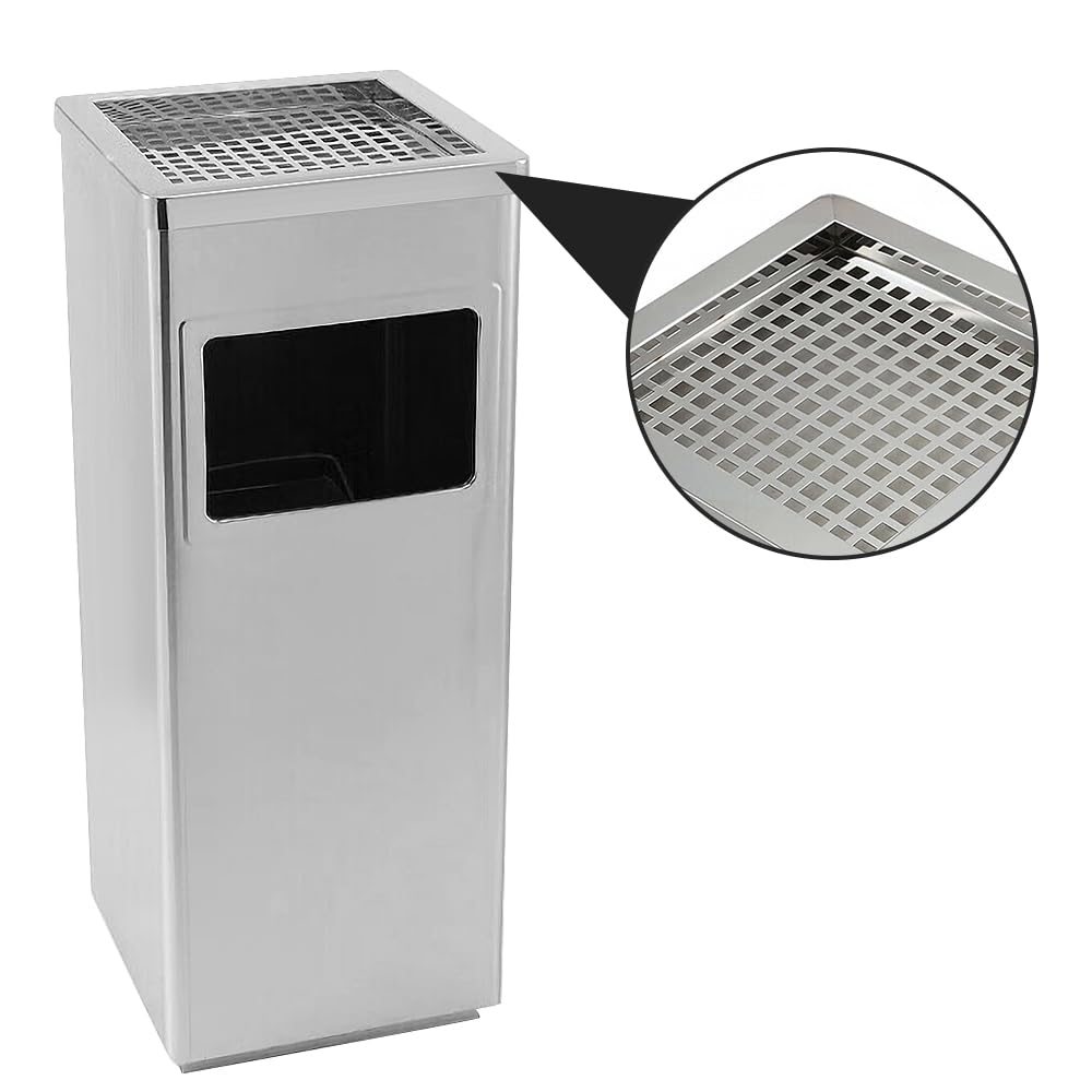 Mülleimer mit Aschenbecher für den Aussenbereich – Standaschenbecher aus Edelstahl mit Mülleimer – 2