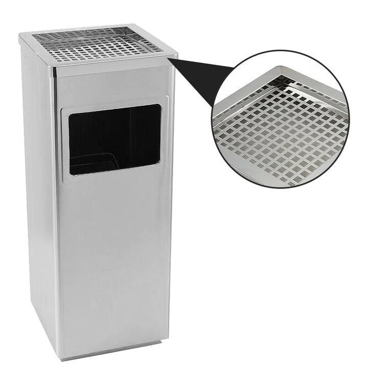 Mülleimer mit Aschenbecher für den Aussenbereich – Standaschenbecher aus Edelstahl mit Mülleimer – 2