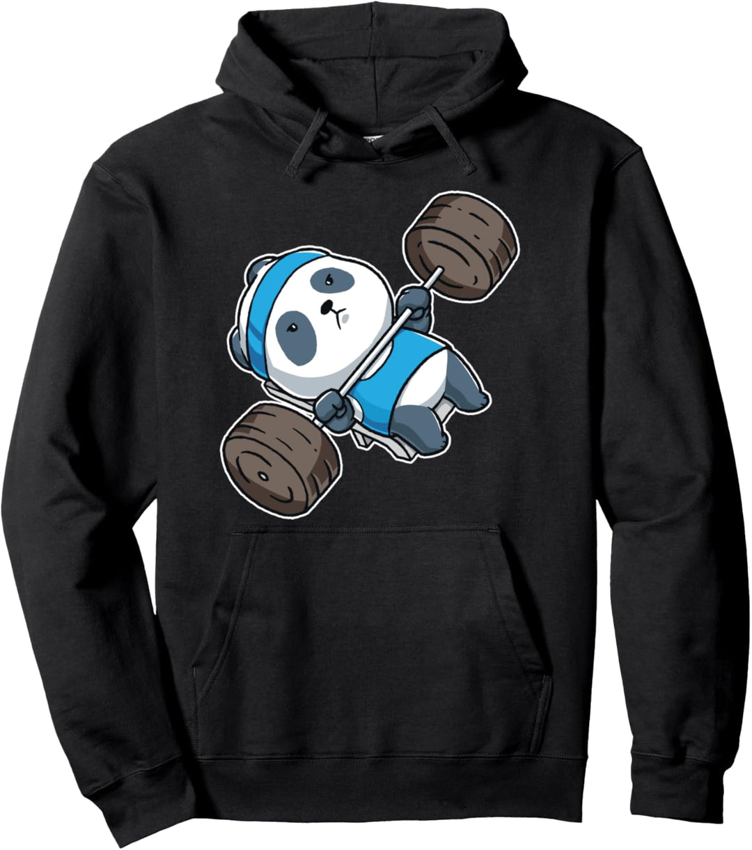 Panda Bär Gym Workout Fit Training Bankdrücken Gewichtheben Pullover Hoodie
