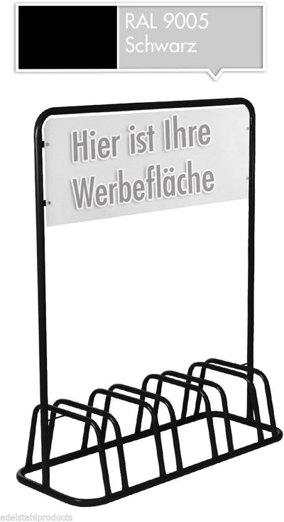 4er Werbe-Fahrradständer mit Werbeschild / Fahrradhalter + Werbetafel (Schwarz)