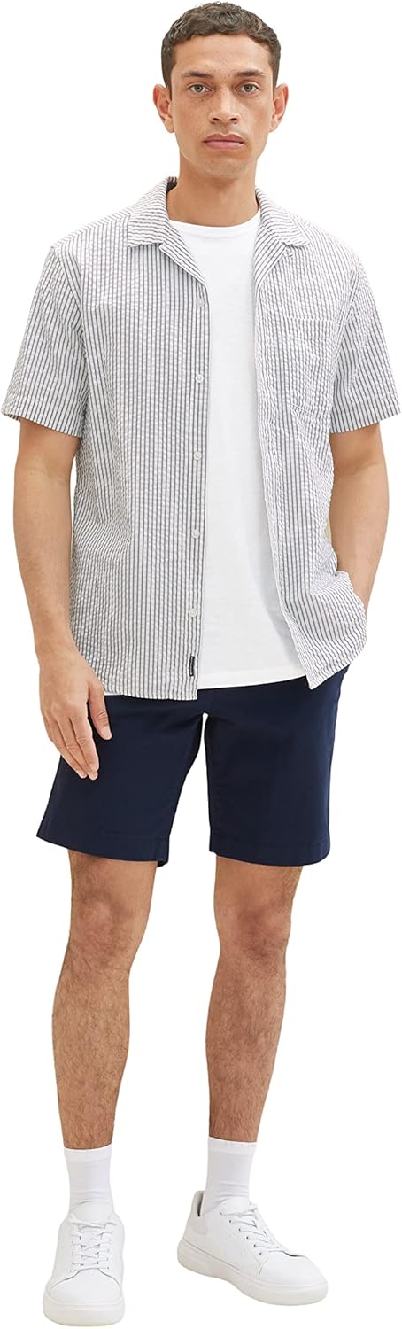 TOM TAILOR Herren Slim Chino Bermuda Shorts mit Stretch 28 10668 - Sky Captain Blue, 28 10668 - Sky