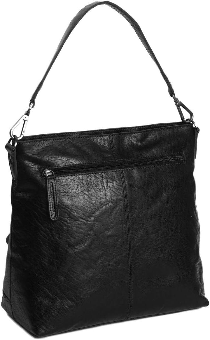 The Chesterfield Brand Antique Buff Annic Schultertasche Leder 30 cm Schwarz, Schwarz