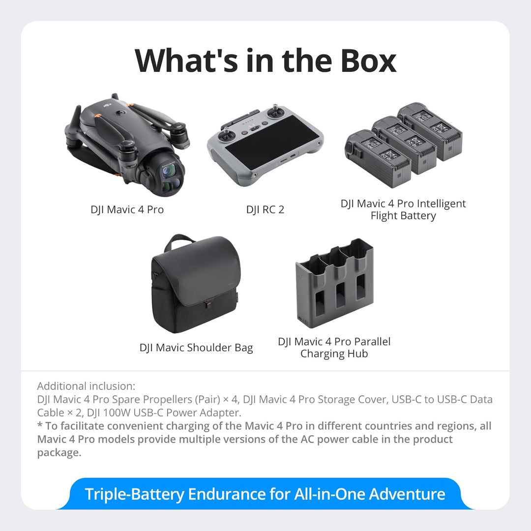 DJI Mavic 4 Pro Fly More Combo, Drohne mit DJI RC 2, Flaggschiff Triple Kamera Drohne mit 100 MP 4/3