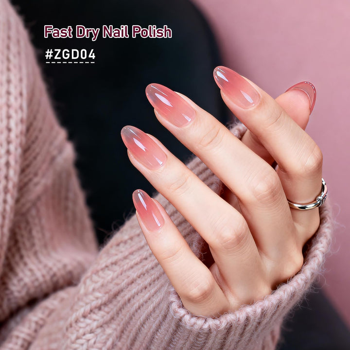 JODSONE Jelly-Nagellack-Set, 10 Farben mit 2 Stück Base- und Top-Coat, schnell trocknend, hochglänze
