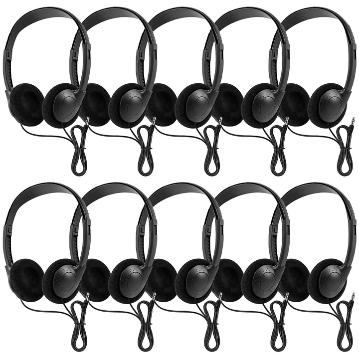 Kopfhörer mit 3.5 mm Klinkenanschluss, 10 Pack kopfhörer schule, Lautstärke Verstellbar On-Ear Heads