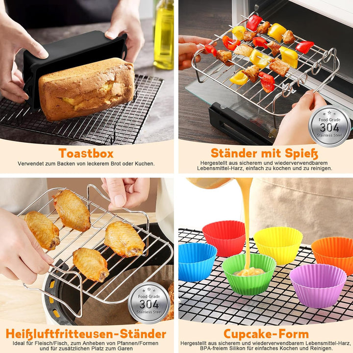 Heissluftfritteuse Zubehör für Cosori Dual Blaze Twinfry XXL 10L, Airfryer Zubehör 2×5L Silikonform