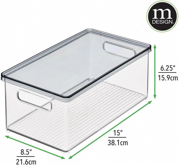 mDesign 2er-Set Schreibtischablage – Aufbewahrungsbox mit Deckel aus robustem Kunststoff – rechtecki
