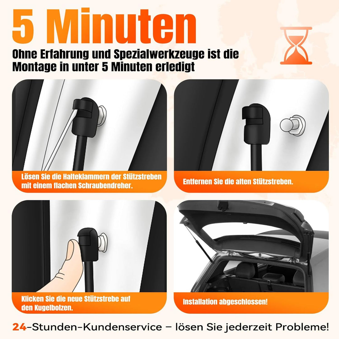 Heckklappendämpfer kompatibel mit VW Golf 5 (1K1, 2003–2008) | 2x Kofferraum Dämpfer Heckklappe Gasd