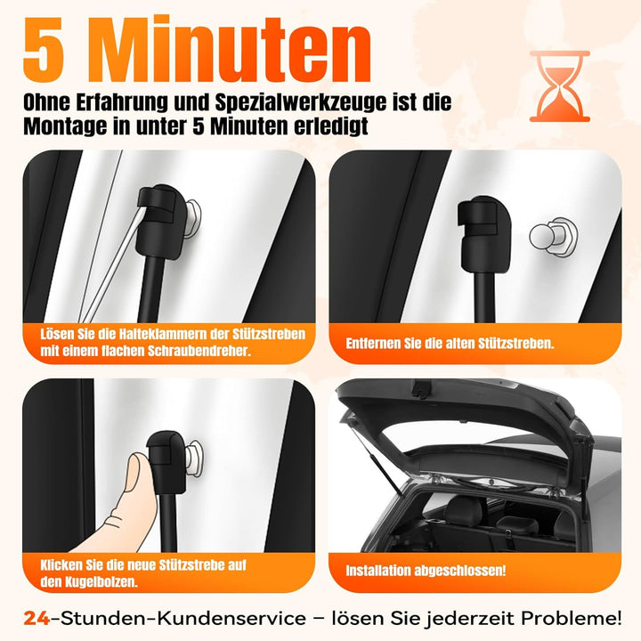Heckklappendämpfer kompatibel mit VW Golf 5 (1K1, 2003–2008) | 2x Kofferraum Dämpfer Heckklappe Gasd