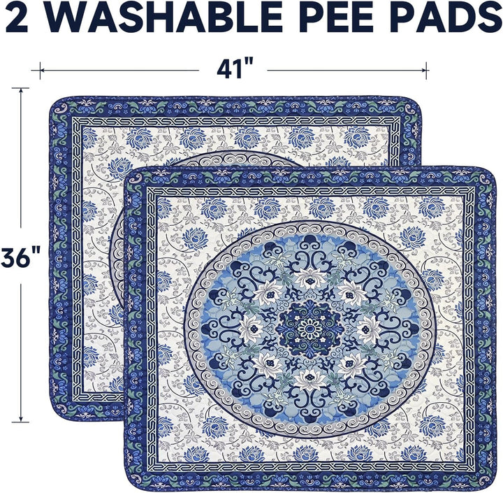 Washable Pee Pads for Dogs, 2 Pack Reusable Puppy Pads 92×104cm Super Absorbent Quick Dry Dog Traini