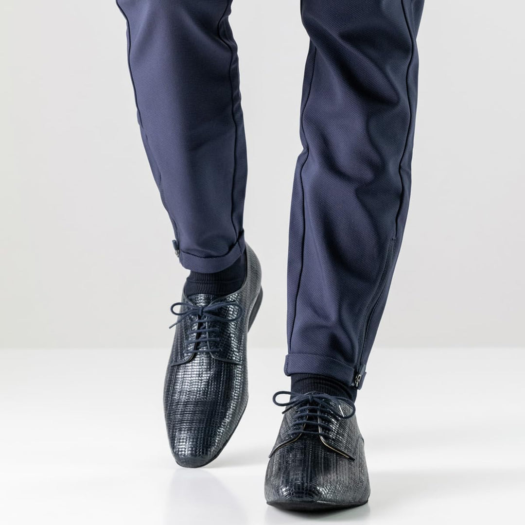 Werner Kern Herren Tanzschuhe Ravenna 28043 - Leder Grattato Blu - Normalweite - 2 cm Standard Absat