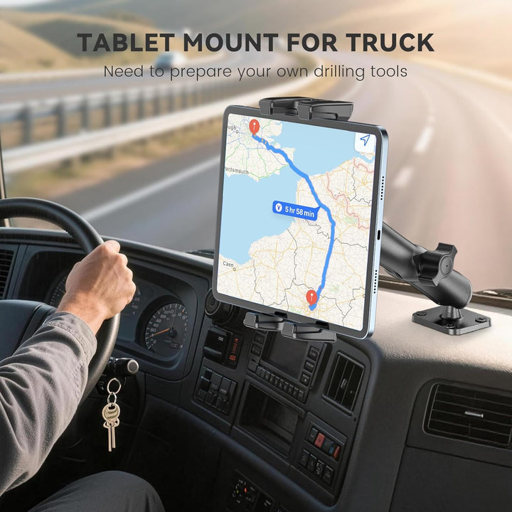 OHLPRO Tablet Halterung Auto aus Aluminium mit Hochleistungs Bohrerbasis, LKW iPad Halter mit 15 cm