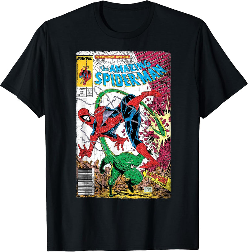 Womens Marvel Spider-Man Classic Retro Comic Scorpion Cover T-Shirt Small Black