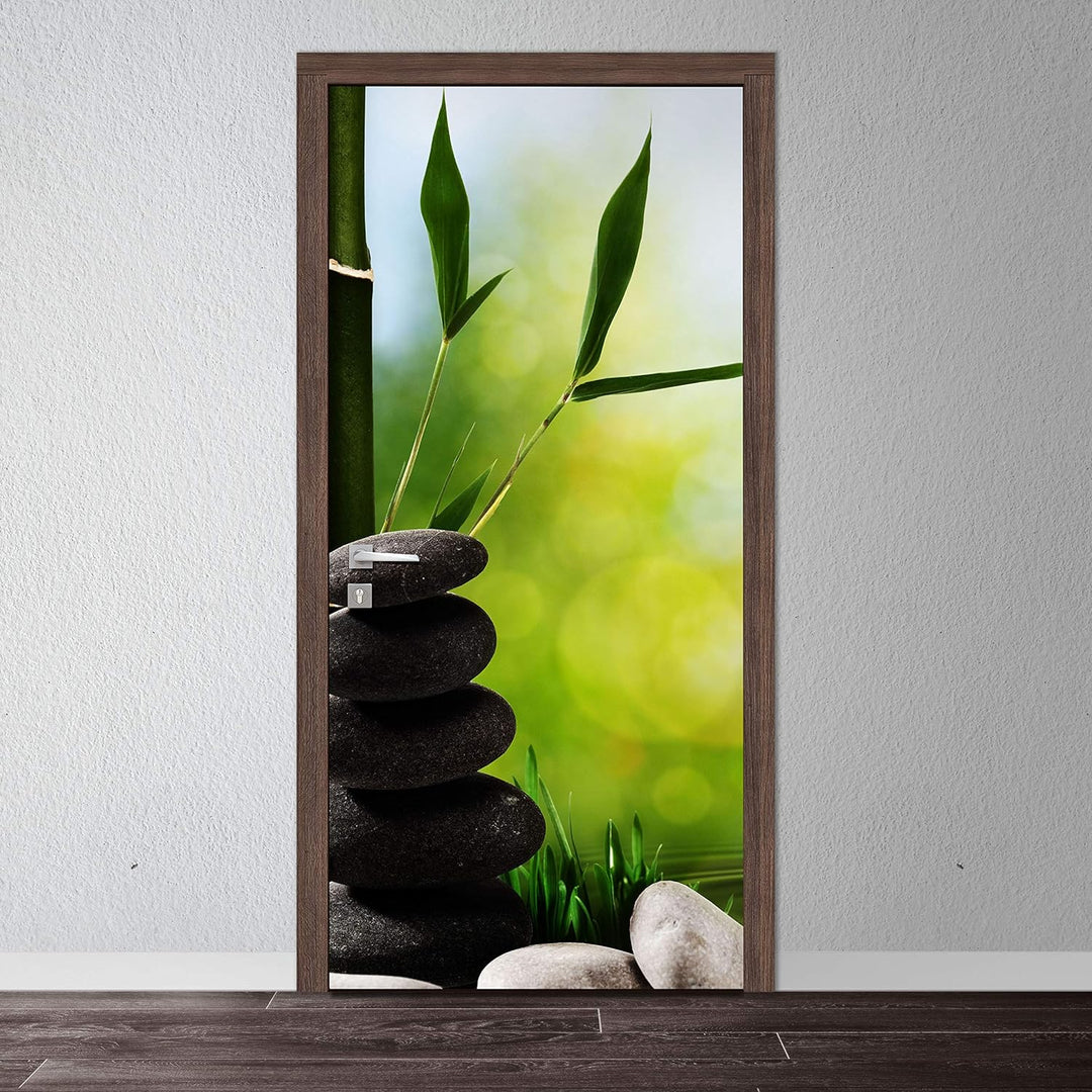 wandmotiv24 Türtapete Abstrakte asiatische Badekurortkunst 90 x 200cm (B x H) - Dekorfolie selbstkle