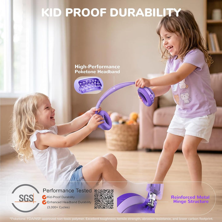 iClever Q950 Noise Cancelling Kopfhörer Kinder, Zertifizierter Gehörschutz | SafeSound Tech 3.1, TÜV