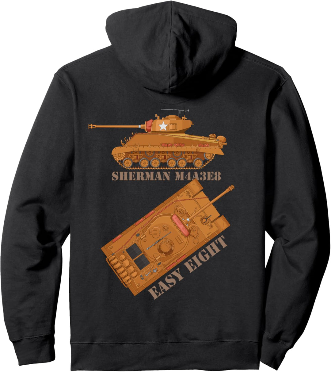 Sherman M4A3E8 Easy Eight Amerikanische WW2 Panzer Diagramm Pullover Hoodie