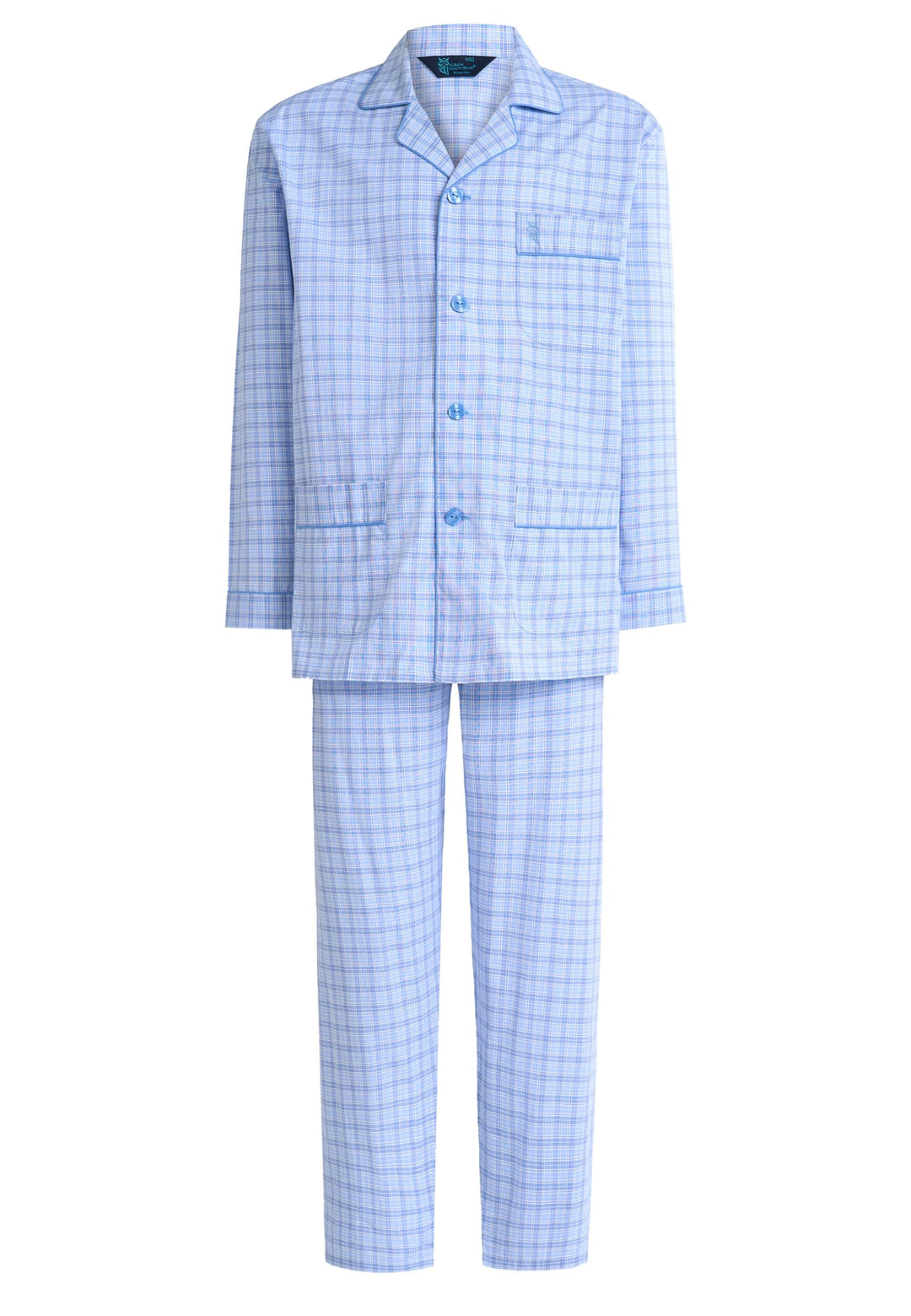 El Búho Nocturno Schlafanzug Herren Lang Baumwolle Pyjama Für Herren Klassisch Revers Knopfjacke Kar