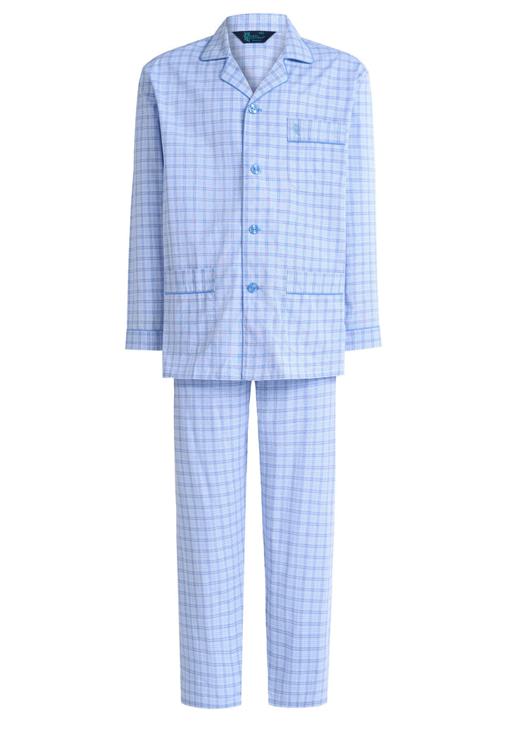 El Búho Nocturno Schlafanzug Herren Lang Baumwolle Pyjama Für Herren Klassisch Revers Knopfjacke Kar