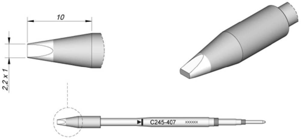JBC Tools C245407 Lötspitze Meisselform, gerade Spitzen-Grösse 1.0mm Inhalt 1St.