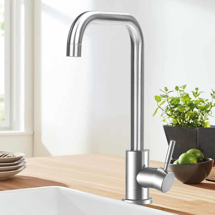 Wasserhahn Küche, Hochdruck Küchenarmatur Edelstahl Armatur Küche, mit 360° Schwenkauslauf | Einhebe