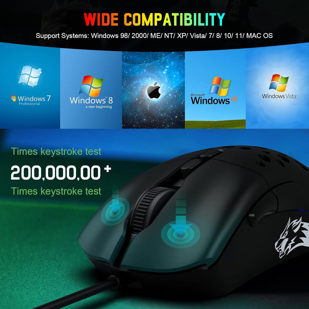 Mäuse D19 Wired Gaming Maus für Laptop, programmierbare Hintergrundbeleuchtung Maus 7 -Tasten, Mauss