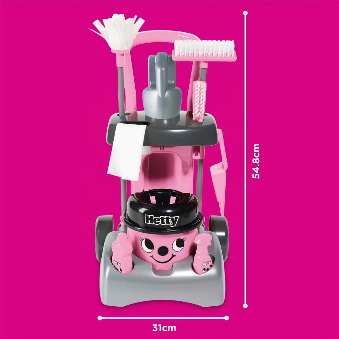 Casdon Henry & Hetty Spielzeug – Hetty Deluxe Putzwagen – Rosa Spielset im Hetty Design mit funktion