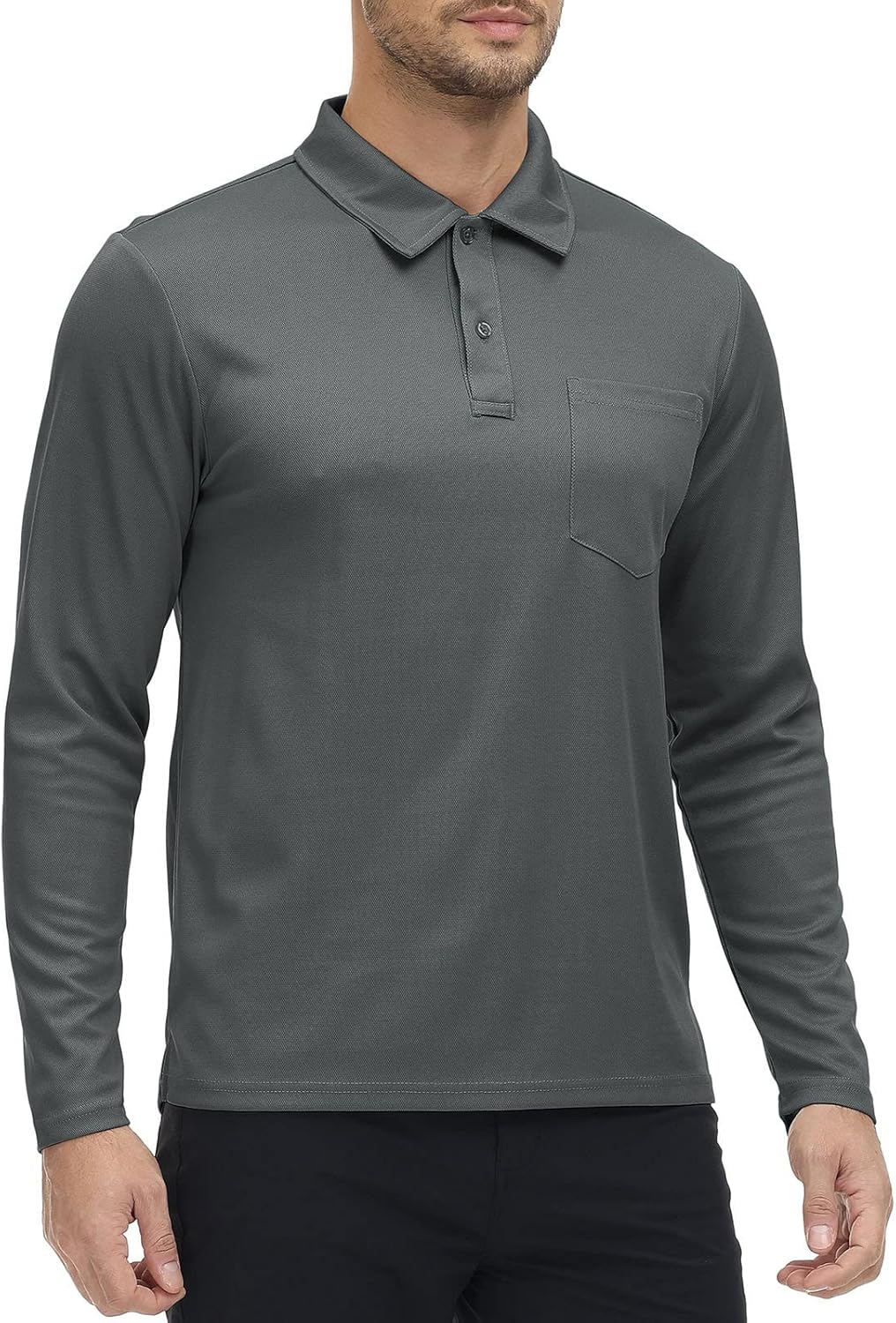 Poloshirt Herren Langarm Golf Shirts Atmungsaktiv Schnelltrocknend Army Polo T-Shirts Outdoor Sport