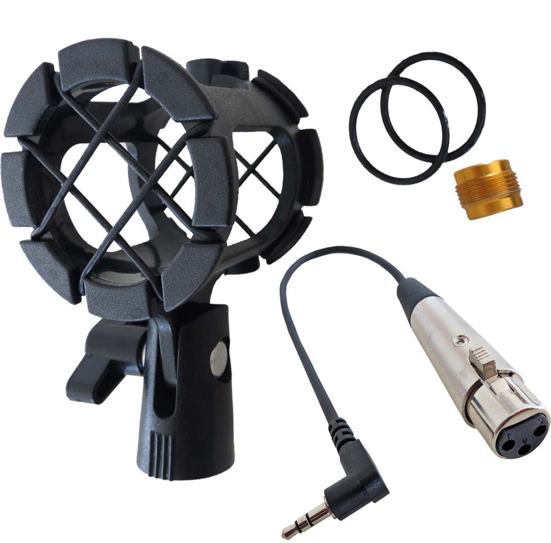 keepdrum PCMH1 Mikrofon-Spinne elastische Halterung + MC-025XJ 0,3m XLR3F - 3,5mm TRS Kabel