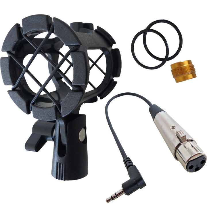 keepdrum PCMH1 Mikrofon-Spinne elastische Halterung + MC-025XJ 0,3m XLR3F - 3,5mm TRS Kabel