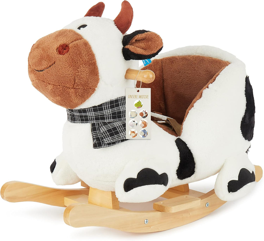 Bieco Plüsch Schaukeltier Kuh 'Bauernhof'| Kinder Schaukelstuhl | Sicherheitsgurt | Baby Schaukel |