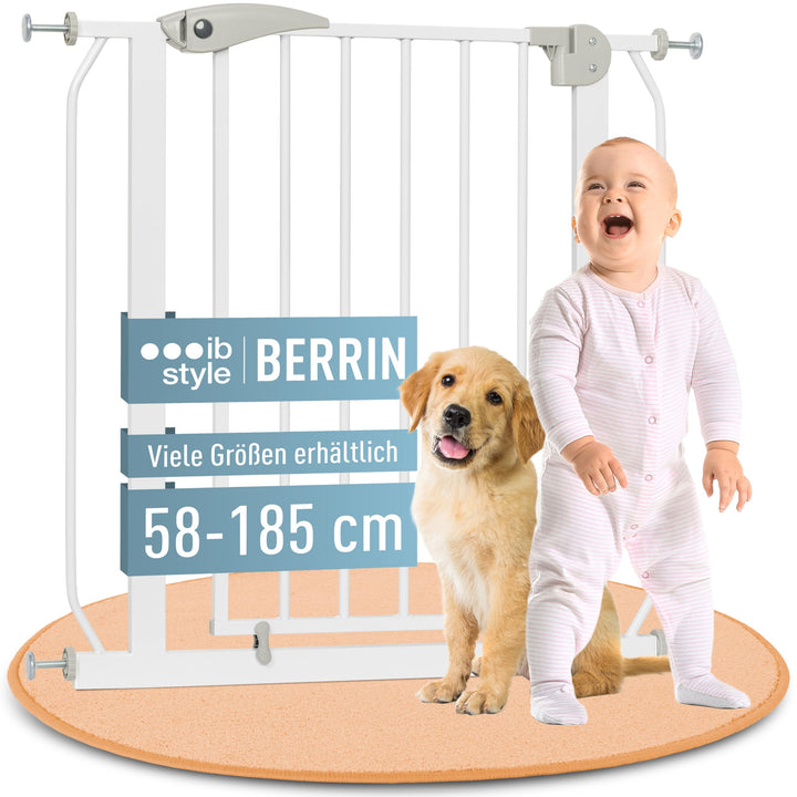 ib style® Berrin ! PREISSIEGER ! Treppengitter 58-175cm | Türschutzgitter | Ohne Bohren | 90° Stop |