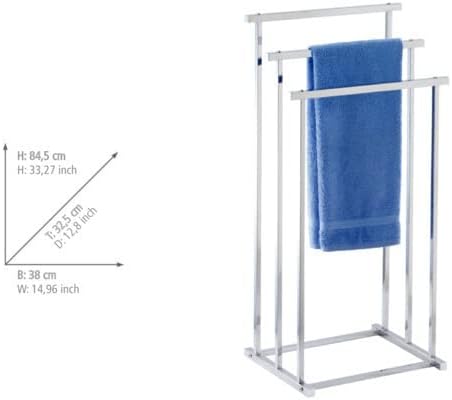 WENKO Handtuchbutler Quadro mit 3 Stangen - Kleiderbutler, stufenförmig, Vierkantrohr, Edelstahl ros