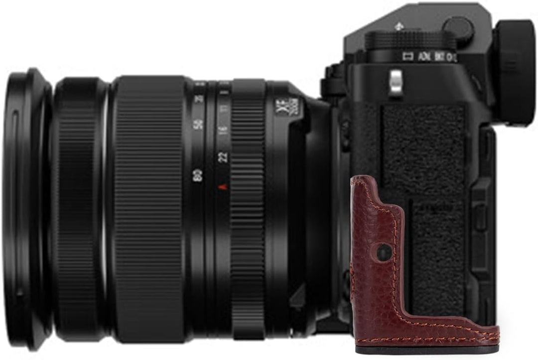 Rieibi Fuji XT5 Schutzhülle für Fujifilm X-T5 Digitalkamera, hochwertiges Echtleder, Halbtasche für