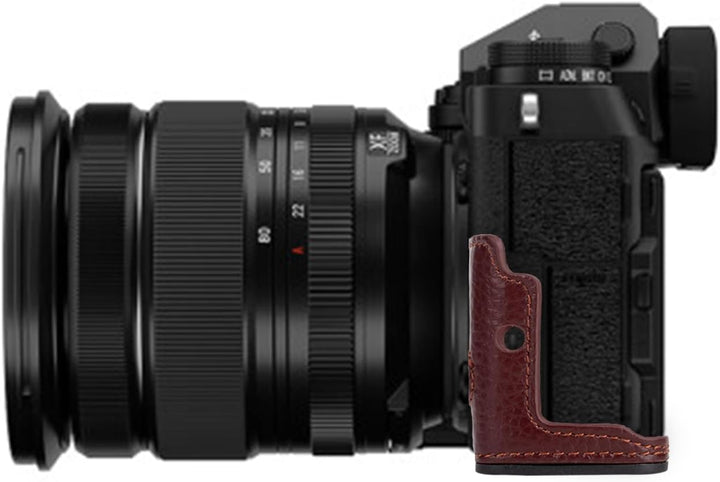 Rieibi Fuji XT5 Schutzhülle für Fujifilm X-T5 Digitalkamera, hochwertiges Echtleder, Halbtasche für