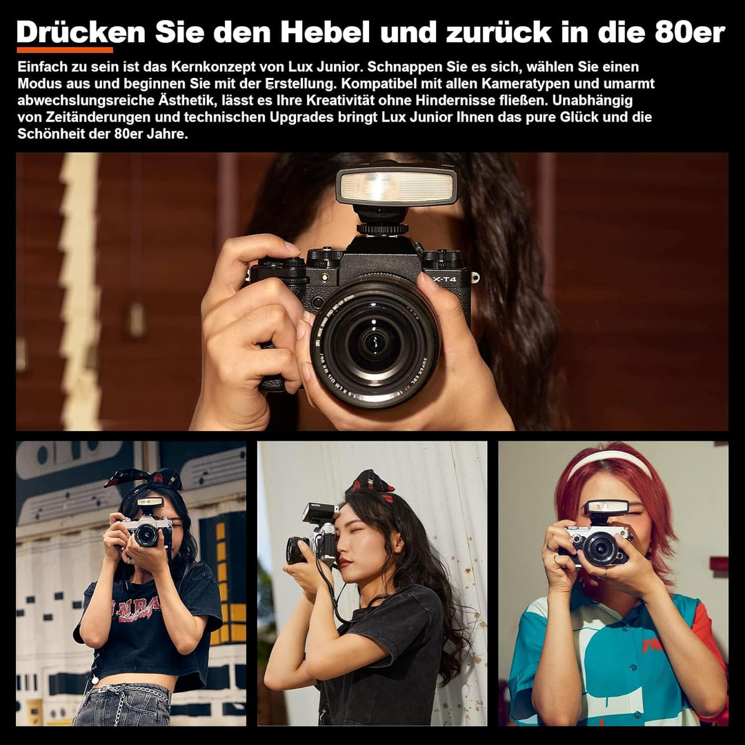 Godox Lux Junior Retro Kamerablitz,Speedlite GN12 6000 K ± 200 K CCT, automatische und manuelle Modi