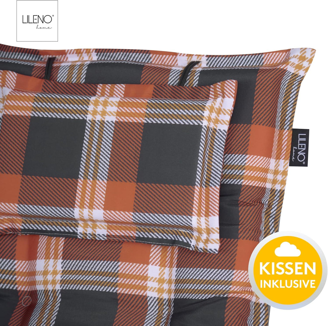 LILENO HOME Gartenstuhl Auflagen als [2er Set - Hochlehner] in Karo Rot - Bequeme Liegen als Sitzauf
